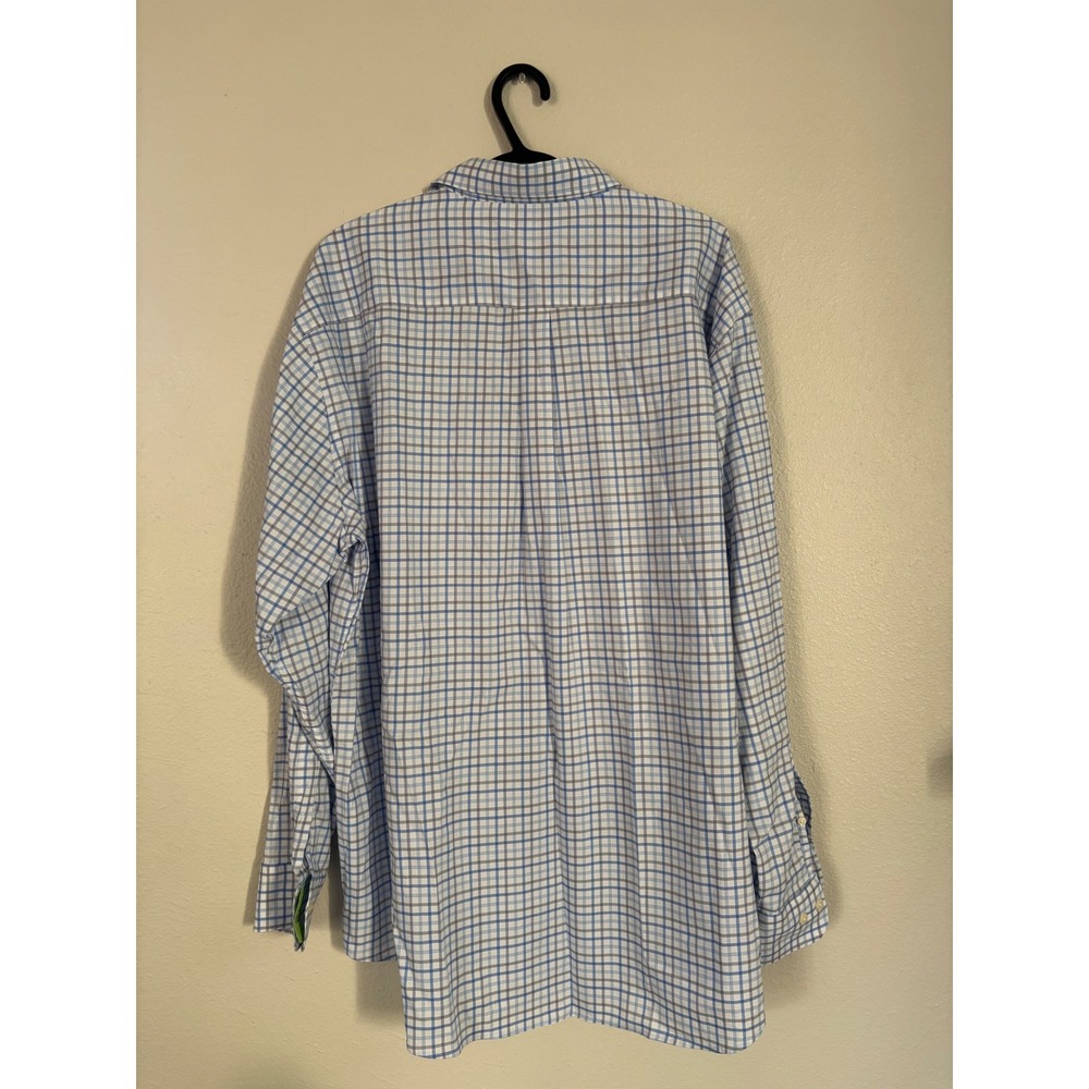 Peter Millar Mens XXL Blue White Plaid Long Sleeve Button Down Shirt Check - Picture 4 of 5
